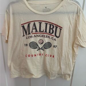 Cream/pale yellow  Malibu Country Club tennis Graphic T-Shirt cropped XL